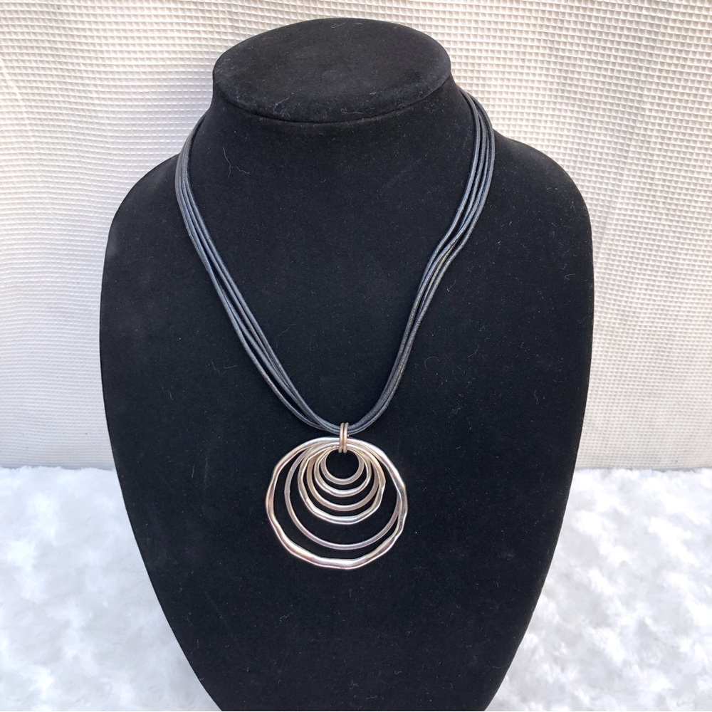 Jones New York Silver & Leather Necklace